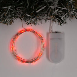 Гирлянда «Нить» 2 м роса, IP20, серебристая нить, 20 LED, батарейки CR2032×2 (в комплекте), свечение красное