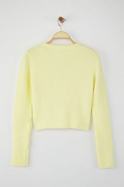 Wardrobe Essentials Sar? Crop Dugme Detayl? Yumusak Dokulu V Yaka Yunlu Triko H?rka TWOAW26HI00013