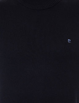 Lacivert Slim Fit Yar_m Bal_k__ Yaka Basic Triko Kazak
