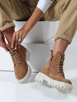 Ботинки 228.V.466be. светло-коричневый замша/Байка