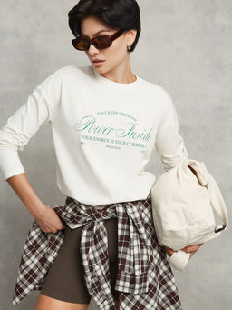 Лонгслив прямого силуэта с эластичным принтом POWER INSIDE