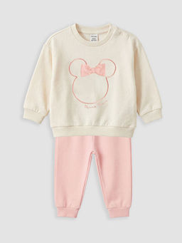 Minnie Mouse Nak??l? K?z Bebek Sweatshirt ve E?ofman Alt?
