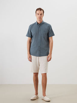 Regular Fit Keten Kar???ml? Erkek G?mlek