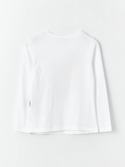 Bisiklet Yaka Bask?l? Uzun Kollu K?z ?ocuk Ti??rt - Waikiki фото 3