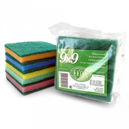 Губка для посуды "9х9", h1,5см, пенополиуретан, абразивное полотно, плотность 450г/м2, набор 5шт (Россия)