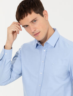 Koyu Mavi Slim Fit Oxford G_mlek