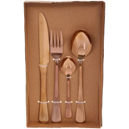 Набор столовых приборов "SANLI" 24шт (6ножей, 6вилок, 6ст.ложек, 6ч.ложек), цвет розовое золото