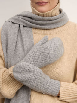 Варежки из кашемира 30109 серо-голубые