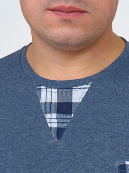 Пижама мужская Олимп дл.рукав св.серый/клетка