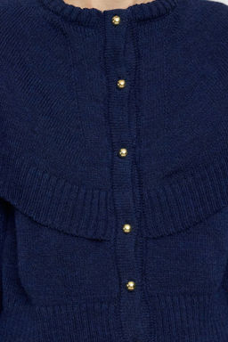 Lacivert Dugmeli Kol Detayl? Bisiklet Yaka Triko H?rka TWOAW25HI00371