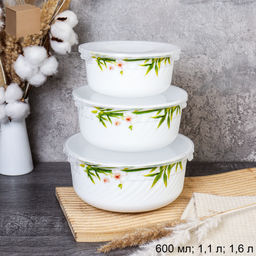 Форма для холодца с крышкой 3 предмета / GRAY-HDW3B (6773) /уп 12/ Бамбук с орхидеей/740065