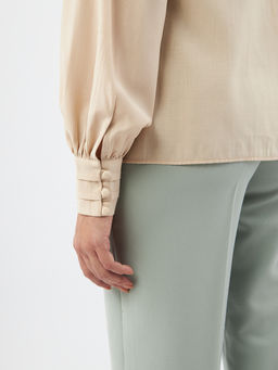 Блузкас отлетными рюшами OD-914-1 бежевый - Tantino фото 4