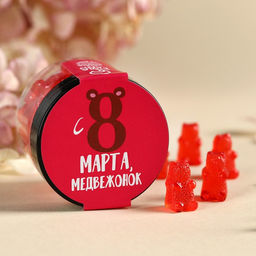 Леденцы мишки в банке С 8 марта медвежонок, со вкусом земляники, 30 г.