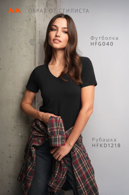 Женская футболка из вискозы с V-вырезом Happyfox