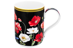 Кружка 400 мл 11,5*7,5*10,5 cм Маки на черном NEW BONE CHINA
