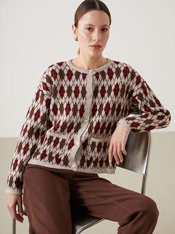 Bisiklet Yaka Baklava Desenli Kad?n Triko H?rka