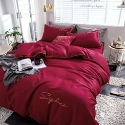 КПБ Mency однотонный с вышивкой MENO015 Семейный