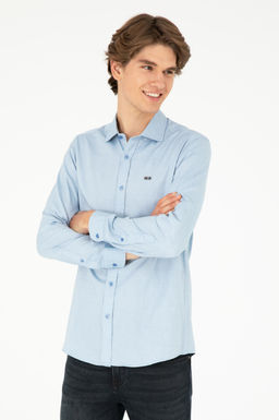 Мужская темно-синяя базовая рубашка с длинным рукавом - U.s. polo assn фото 3