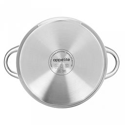 Кастрюля из нержавеющей стали "Greta" 6,0л, д21,3см, h13,4см, s0,4см, дно s1,3см, стеклянная крышка, "Appetite" (Китай)