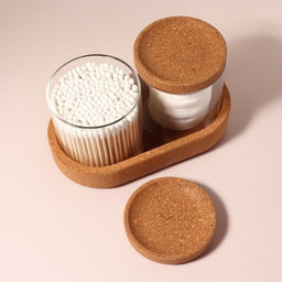 Набор органайзеров для ватных палочек и дисков, 17.5×10×10 см, прозрачный/коричневый