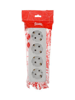 Розетка четырехместная TANGO, 16 А, 250 В, IP 20, с заземлением, огнеупорный ABS-пластик, белая 1098