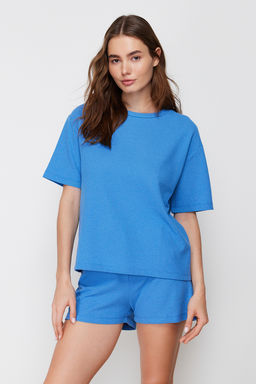 Trendyolmilla Siyah Waffle Kumas Sortlu Orme Pijama Tak?m? THMSS22PT0524  фото 3