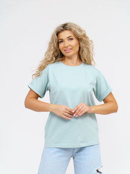 Футболка Хлопок 95%, лайкра 5% Классика аква - Ивассорти фото 2