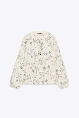 RUSTIC TEXTURED EMBROIDERED BLOUSE - Zara фото 6