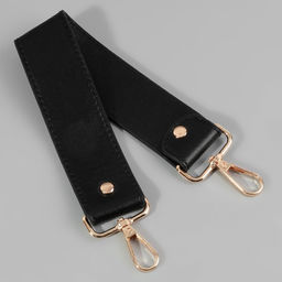 Ручка для сумки, с карабинами, 35±1 см × 3.5 см, цвет чёрный, золотой