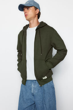 TRENDYOL MAN Gri Melanj Regular Fit Kapusonlu Fermuarl? Etiket Aplikeli Kal?n Sweatshirt TMNAW23SW00172 - Trendyolmilla фото 18