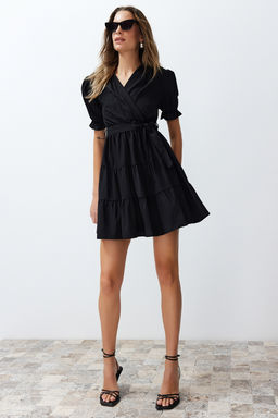 Siyah Etnik Desenli Belden Ac?lan Mini Dokuma Elbise TWOSS24EL00942 - Trendyolmilla фото 2