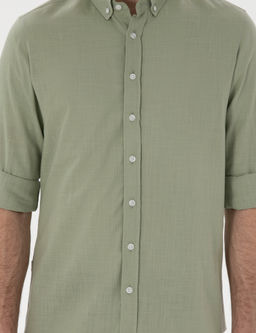 _a_la Slim Fit Keten G_r_n_ml_ G_mlek