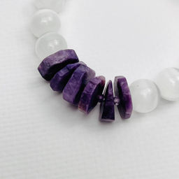 Браслет из Селенита и Чароита 18,5 см