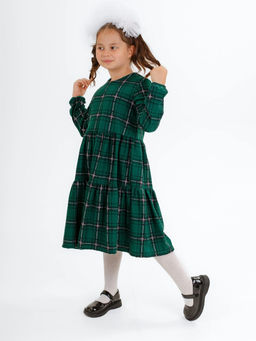 Платье Роза в клетку, цвет Зеленый-Клетка крупная, 78%х/б,16%пэ,6%л