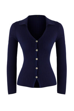 Wardrobe Essentials Lacivert Fitted/Vucuda Oturan Merserize Gorunumlu Triko H?rka TWOAW26HI00113