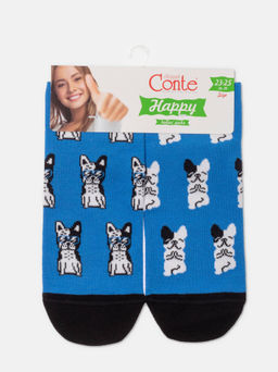 Цена за 2 пары. Носки Классические CONTE Хлопковые носки с рисунком French bulldog синий - Conte elegant фото 5