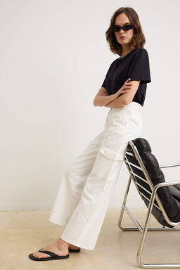 Ekru Cep Detayl? Yuksek Bel Wide Leg Jeans TWOSS26JE00313 - Trendyolmilla фото 2
