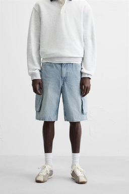 DENIM CARGO BERMUDA SHORTS - Zara фото 2