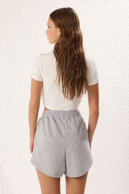Gri Melanj- Siyah 2Li Paket Relaxed/Rahat Kal?p K?sa Esnek Orme Sort & Bermuda TWOSS25SR00084
