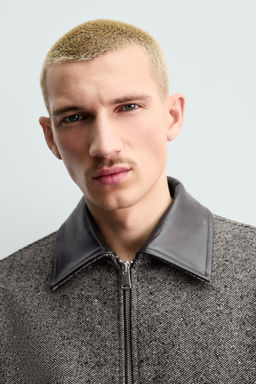 CONTRAST TEXTURED LEATHER JACKET ORIGINS - Zara фото 13