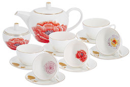 Сервиз чайный Flowers, Мак, 6 персон, 14 предметов