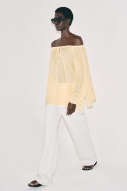 BLUSA CON LINO ZW COLLECTION / Amarillo pastel
