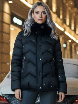 Куртка зимняя женская с мехом и капюшоном тренд черного цвета 7759Ch Бренд: Visdeer - Mtforce фото 25