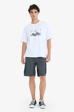 Kargo Fit Gabardin Bermuda _ort - Defacto фото 4