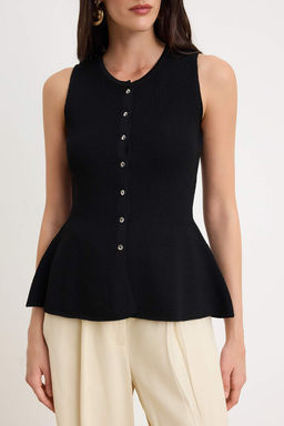 Siyah Ozel Yazl? Iplik Peplum Detayl? Bluz TWOSS26BZ00840 - Trendyolmilla фото 3