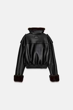 DOUBLE-FACED FAUX LEATHER BOMBER JACKET - Zara фото 15