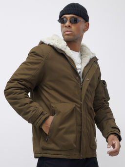 Куртка молодежная мужская зимняя с мехом темно-коричневого цвета 2611TK - Mtforce фото 5