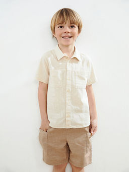 Regular Fit Erkek ?ocuk Keten G?mlek