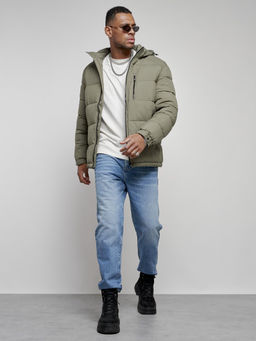 Куртка спортивная мужская зимняя с капюшоном цвета хаки 8362Kh - Wonderrman фото 16