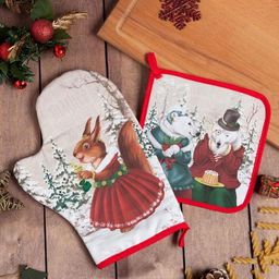 Набор кухонный Зимнее волшебство варежка-прих.20х28см, прихватка 19х19,100% хл,ватин 250г/м2